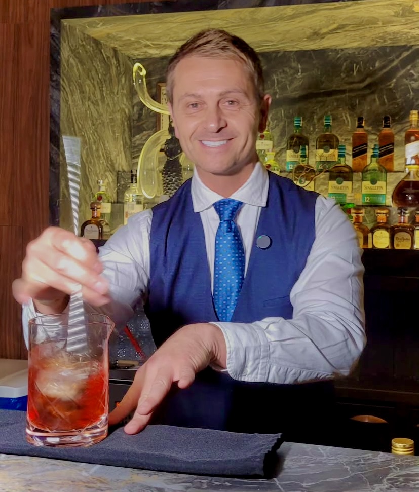 David Rios preparing a cocktail